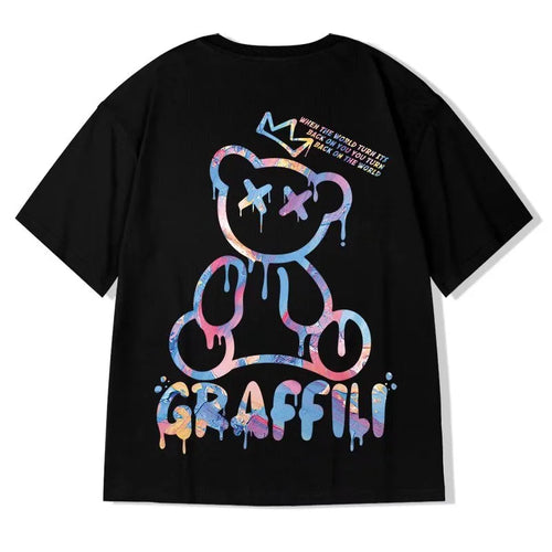 Bluzka wzory Oversized Korean T-shirt Loose Summer Enlarged Round