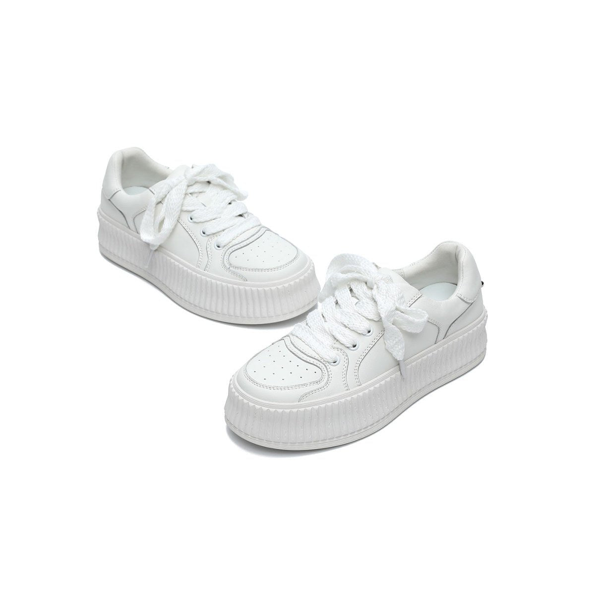 Women's Minimalist Platform Sneakers – White Leather-3