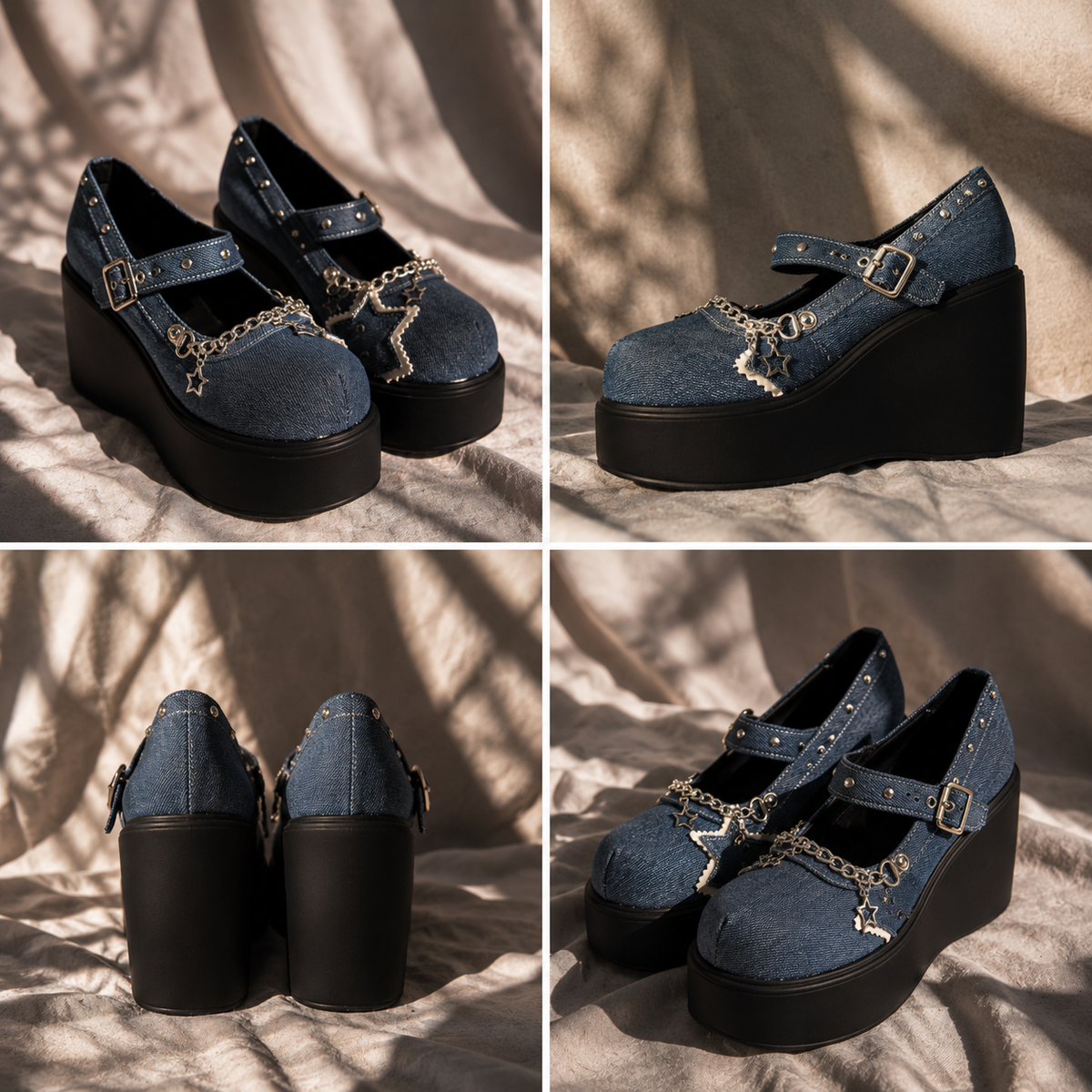 Denim style platform shoes-0