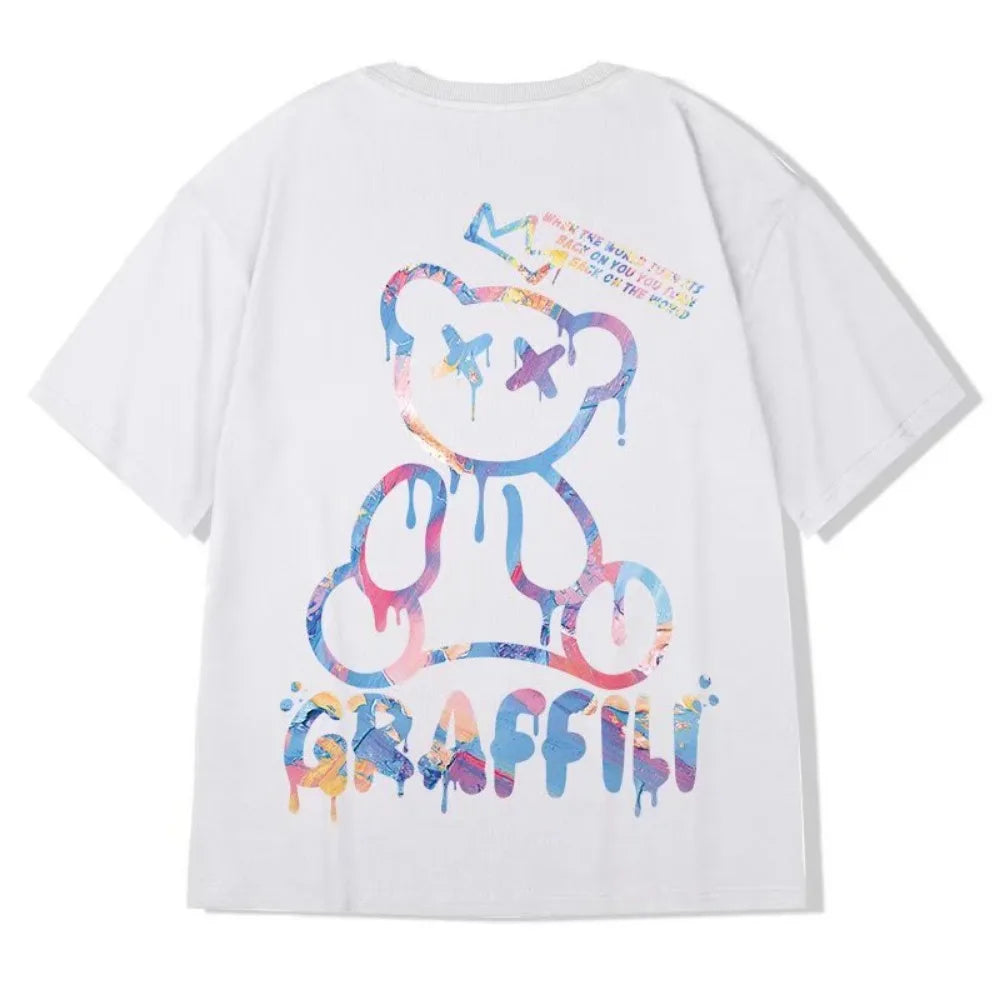 Bluzka wzory Oversized Korean T-shirt Loose Summer Enlarged Round