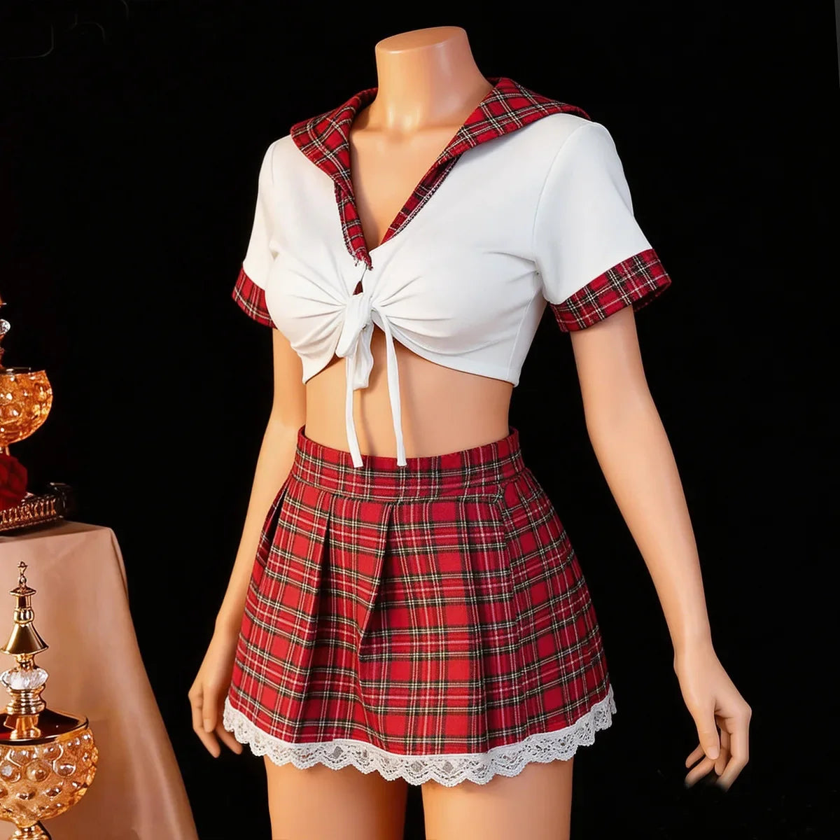 Red Sexy Lingerie Woman Porno Underwear Sexy Dress Student Cosplay