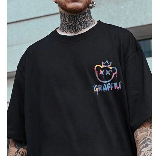 Bluzka wzory Oversized Korean T-shirt Loose Summer Enlarged Round