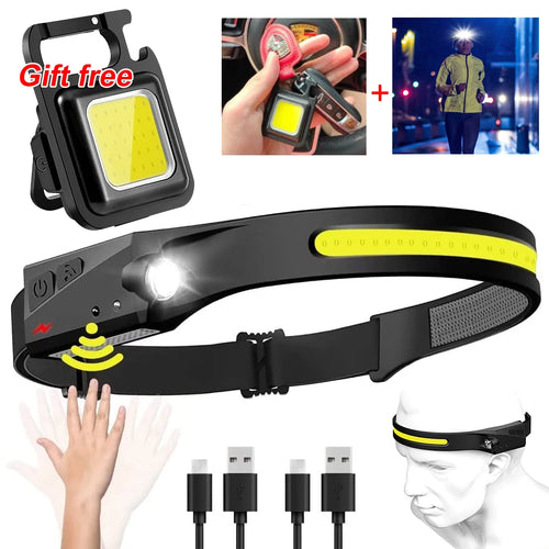 1/2/3PCS LED Induction Headlamp Camping Search Light USB Rechargeable
