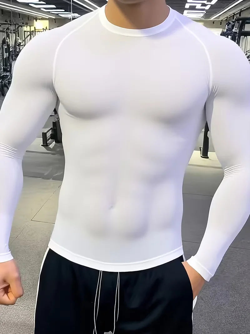 Muscle shaping men's compression tight top T-shirt, high elasticity