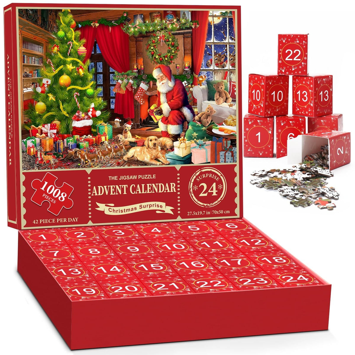 Christmas Holiday Advent Calendar, Puzzle Retro Educational Toys, Winter Holiday Puzzle Christmas Surprise Gift for Kids and Adults-0