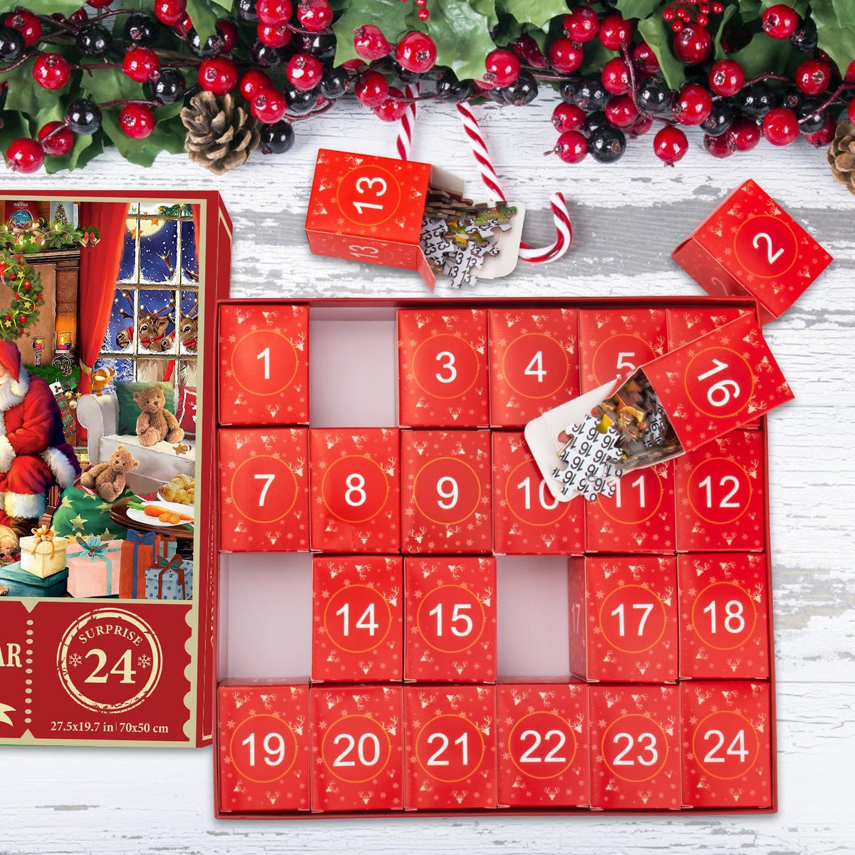 Christmas Holiday Advent Calendar, Puzzle Retro Educational Toys, Winter Holiday Puzzle Christmas Surprise Gift for Kids and Adults-2
