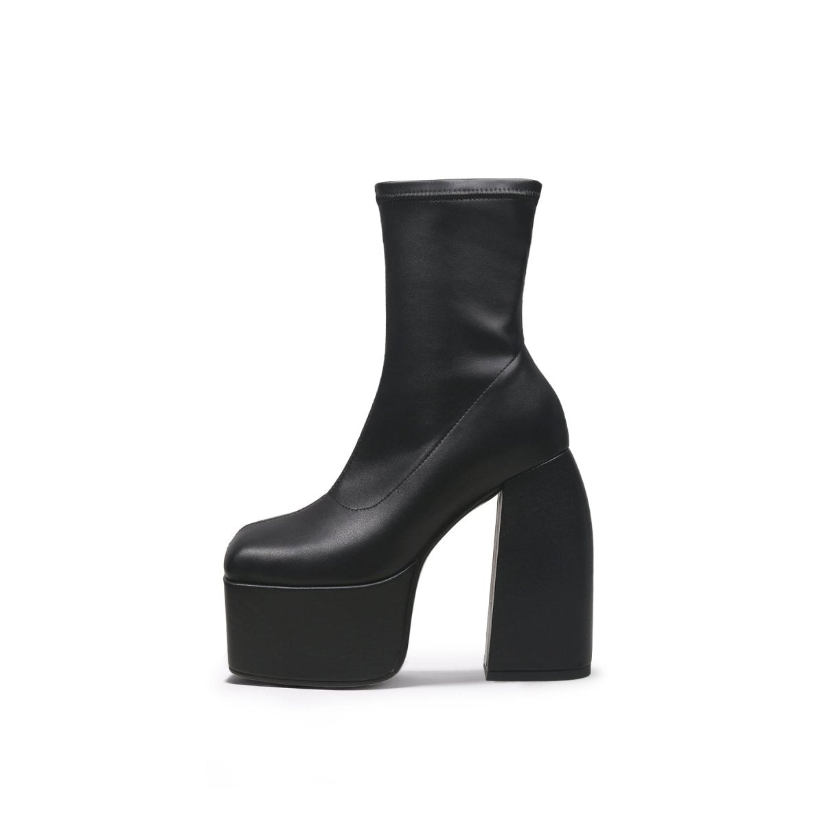 Rising Black Leather Platform Boots-0