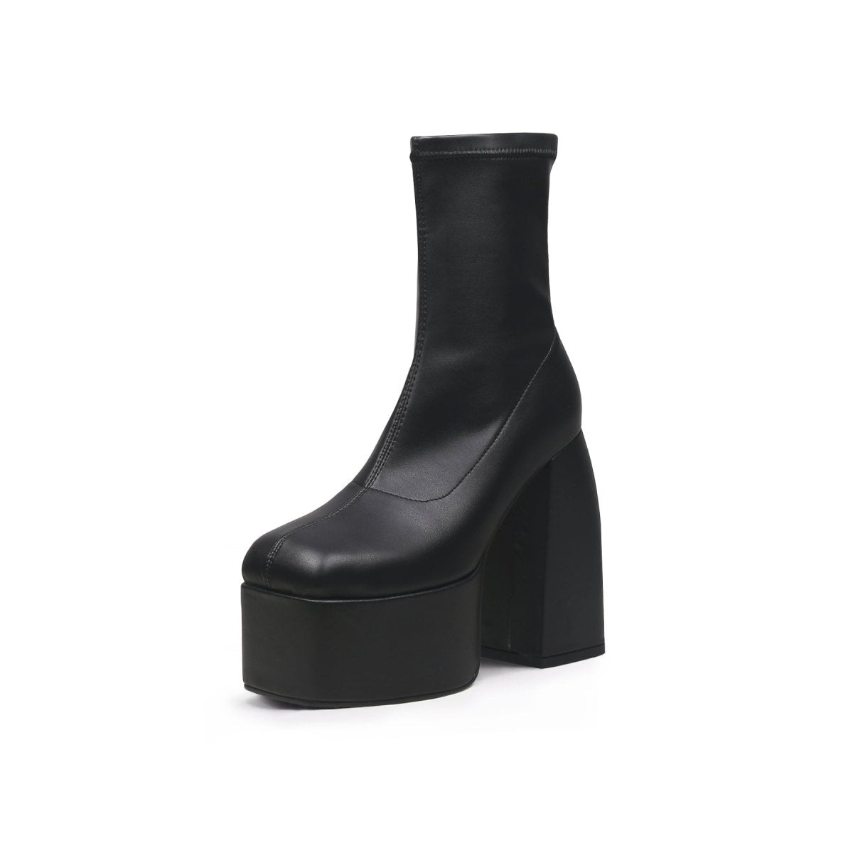 Rising Black Leather Platform Boots-1