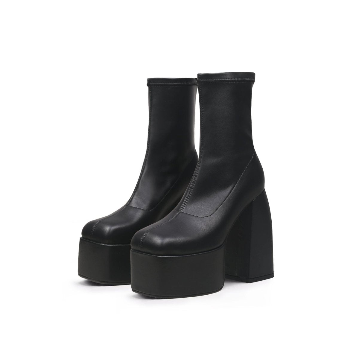 Rising Black Leather Platform Boots-4