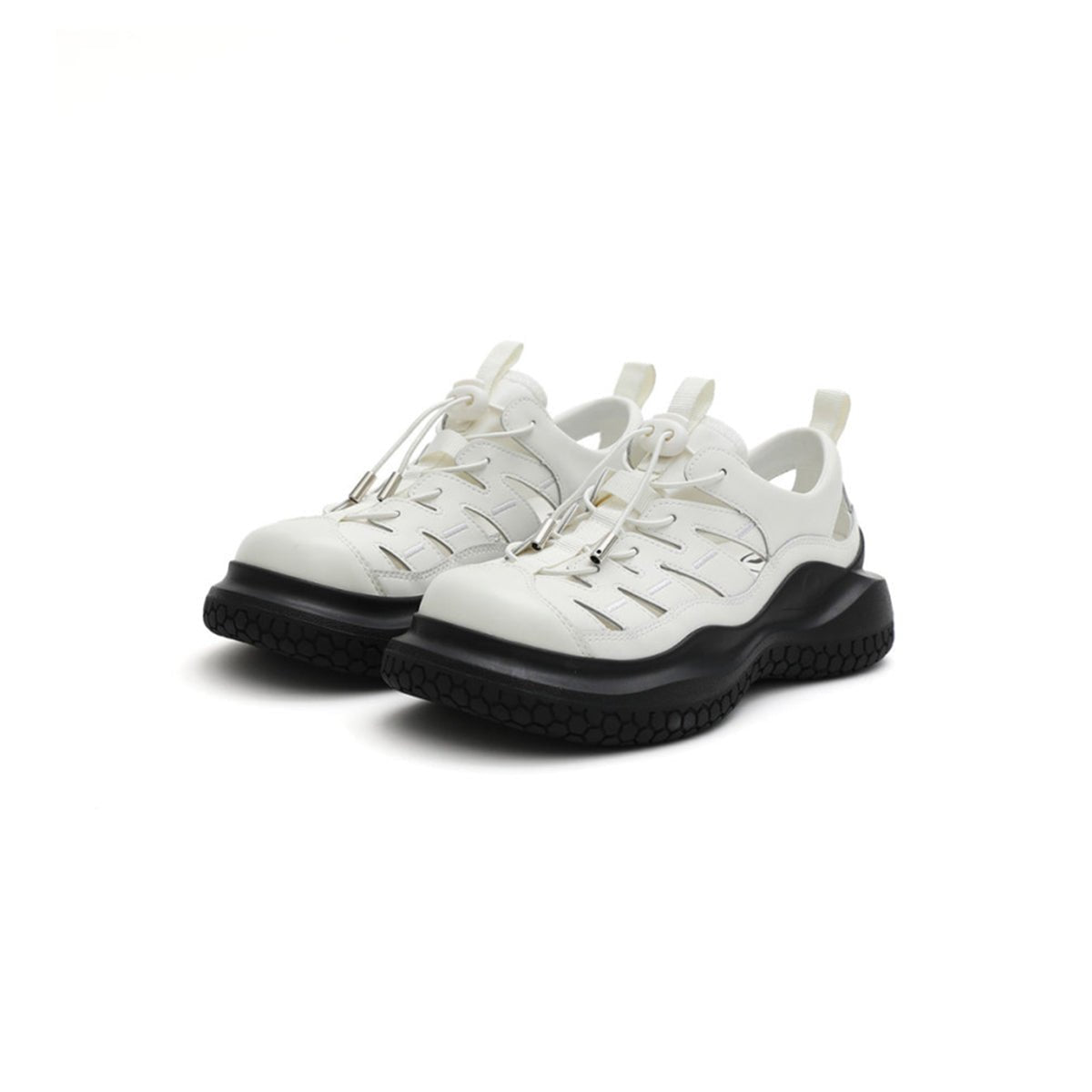 Women's Cutout Platform Sandal Sneakers – White-1